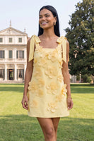 Load image into Gallery viewer, Lilac Thick Straps A Line Short Floral Homecoming Dress with Bows