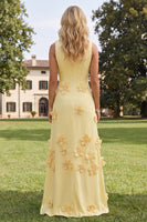 Load image into Gallery viewer, Hot Pink A Line Boat Neck Floral Maxi Formal Dress
