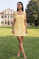Load image into Gallery viewer, Lilac Thick Straps A Line Short Floral Homecoming Dress with Bows