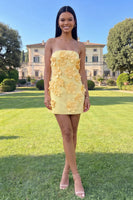 Load image into Gallery viewer, Hot Pink Floral Strapless Short Homecoming Dress