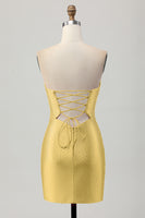 Load image into Gallery viewer, Sparkly Red Sweetheart Satin Tight Short Homecoming Dress with Keyhole