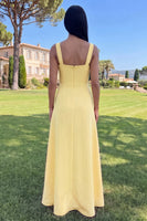 Load image into Gallery viewer, Blue Square Neck A Line Floral Maxi Formal Dress
