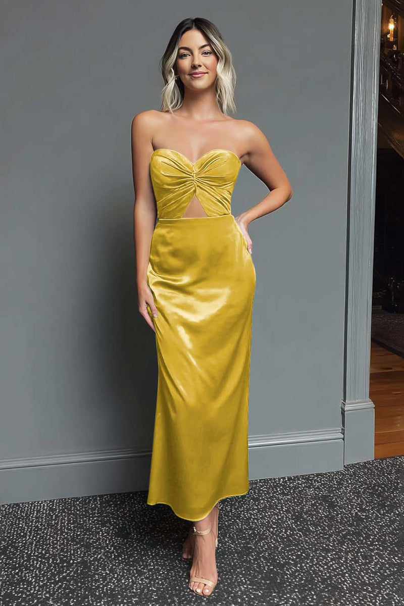 Load image into Gallery viewer, Dark Navy Satin Sweetheart Cut Out Sheath Long Formal Dress