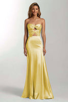 Load image into Gallery viewer, Sky Blue Mermaid Sweetheart Satin Cut Out Long Formal Dress