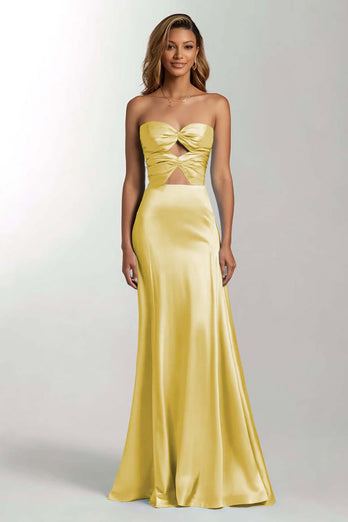 Sky Blue Mermaid Sweetheart Satin Cut Out Long Formal Dress