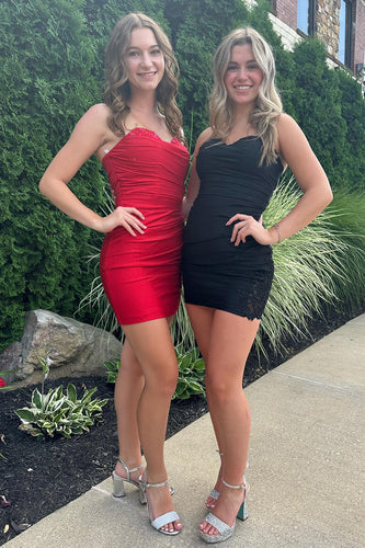 Sparkly Red Sweetheart Bodycon Homecoming Dress with Appliques
