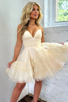 Load image into Gallery viewer, A Line Pink Spaghetti Straps Homecoming Dress with Ruffles