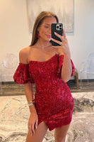 Load image into Gallery viewer, Sparkly Navy Bodycon Corset Homecoming Dress with Lace