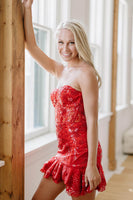 Load image into Gallery viewer, Purple Strapless Short Homecoming Dress with Beading