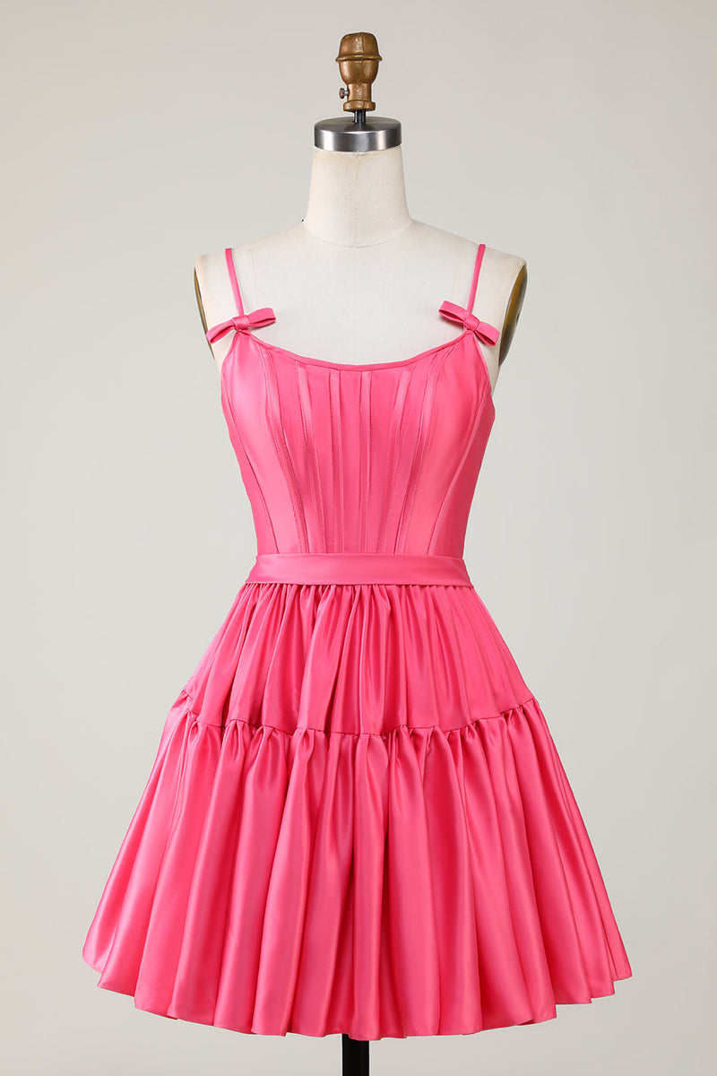 Load image into Gallery viewer, A-Line Spaghetti Straps Red Homecoming Dress with Criss Cross Back