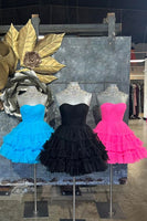 Load image into Gallery viewer, Blue A-Line Sweetheart Tulle Tiered Corset Short Homecoming Dress