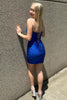 Load image into Gallery viewer, Sparkly Royal Blue Spaghetti Straps Corset Homecoming Dress with Beading