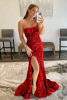 Load image into Gallery viewer, Mermaid Sparkly Black Sequin Long Prom Dress