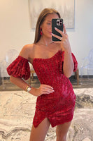 Load image into Gallery viewer, Sparkly Navy Bodycon Corset Homecoming Dress with Lace