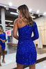Load image into Gallery viewer, Sparkly Red One Shoulder Sequined Homecoming Dress with Slit
