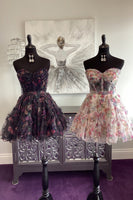 Load image into Gallery viewer, A-Line Lilac Sweetheart Floral Printed Homecoming Dress