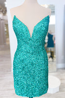 Load image into Gallery viewer, Sparkly Silver Sweetheart Bodycon Homecoming Dress with Sequins