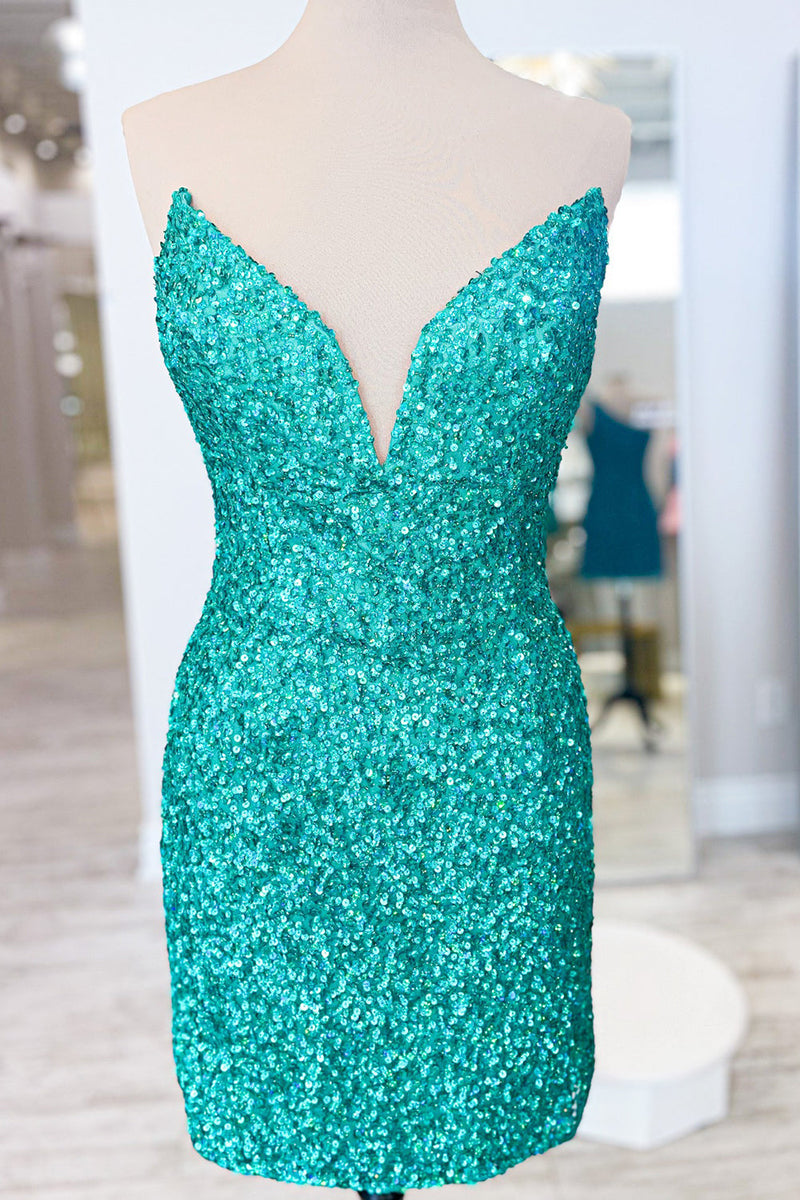 Load image into Gallery viewer, Sparkly Silver Sweetheart Bodycon Homecoming Dress with Sequins