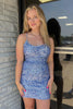Load image into Gallery viewer, Sparkly Fuchsia Spaghetti Straps Sequined Tight Homecoming Dress