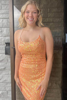 Load image into Gallery viewer, Sparkly Fuchsia Spaghetti Straps Sequined Tight Homecoming Dress