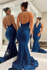 Load image into Gallery viewer, Dark Blue Mermaid Backless Long Prom Dress