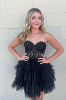 Load image into Gallery viewer, A-Line Sweetheart Pink Corset Short Homecoming Dress with Lace