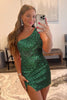 Load image into Gallery viewer, Glitter Fuchsia One Shoulder Beaded Tight Homecoming Dress