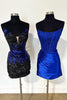 Load image into Gallery viewer, Dark Green Strapless Bodycon Satin Corset Homecoming Dress (Gloves not Included)