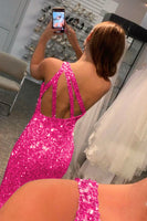 Load image into Gallery viewer, Glitter Black One Shoulder Sequins Long Prom Dress with Slit