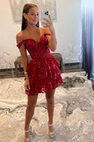 Load image into Gallery viewer, Sparkly A Line Off the Shoulder Lilac Corset Homecoming Dress with Tiered Lace