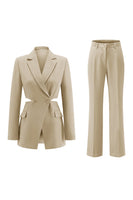 Load image into Gallery viewer, 2 Piece Grey Blue Cut Out Notched Lapel Women Prom Suits