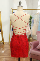 Load image into Gallery viewer, Pink Spaghetti Straps Bodycon Homecoming Dress with Appliques