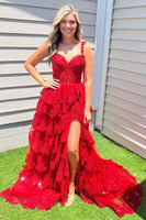 Load image into Gallery viewer, Pink Off The Shoulder Tiered Prom Dress