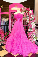 Load image into Gallery viewer, Tulle Strapless White Long Prom Dress