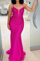 Load image into Gallery viewer, Glitter Dark Purple Mermaid Long Corset Prom Dress