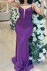 Load image into Gallery viewer, Glitter Dark Purple Mermaid Long Corset Prom Dress