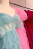 Load image into Gallery viewer, Fuchsia A Line Off the Shoulder Tulle Corset Prom Dress with Bowknot