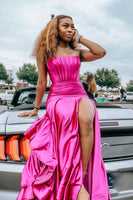 Load image into Gallery viewer, Royal Blue Corset Detachable Sleeves Mermaid Long Prom Dress with Slit(Gloves are not Included)