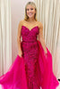 Load image into Gallery viewer, Sparkly Hot Pink Detachable Train Sequins Long Prom Dress