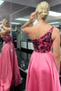 Load image into Gallery viewer, Sparkly Pink Mirror One Shoulder Long Prom Dress with Slit