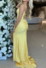 Load image into Gallery viewer, Yellow Mermaid Long Corset Beaded Prom Dress With Slit