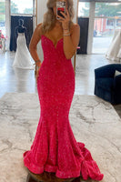 Load image into Gallery viewer, Sparkly Dark Green Sequins Mermaid Sweetheart Long Prom Dress