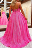 Load image into Gallery viewer, Sparkly Hot Pink Sequins A-Line Long Prom Dress