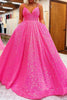 Load image into Gallery viewer, Sparkly Hot Pink Sequins A-Line Long Prom Dress