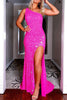 Load image into Gallery viewer, Sparkly Mermaid Hot Pink Stars Sequins Prom Dress