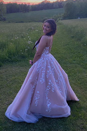 Princess Champagne Spaghetti Straps Prom Dress