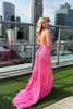 Load image into Gallery viewer, Blue Mermaid Tulle Backless Long Prom Dress with Lace