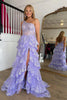 Load image into Gallery viewer, Sparkly Lilac One Shoulder Tiered Lace Long Prom Dress with Slit