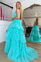 Load image into Gallery viewer, Red Tulle Spaghetti Straps Long Prom Dress