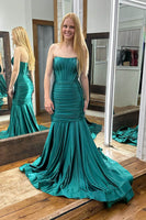 Load image into Gallery viewer, Royal Blue Corset Detachable Sleeves Mermaid Long Prom Dress with Slit(Gloves are not Included)